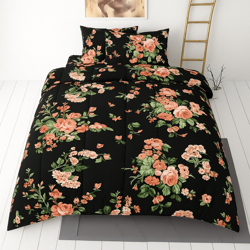 Black Tulip- 3pcs Single Quilt Cover Set (Without Filling)