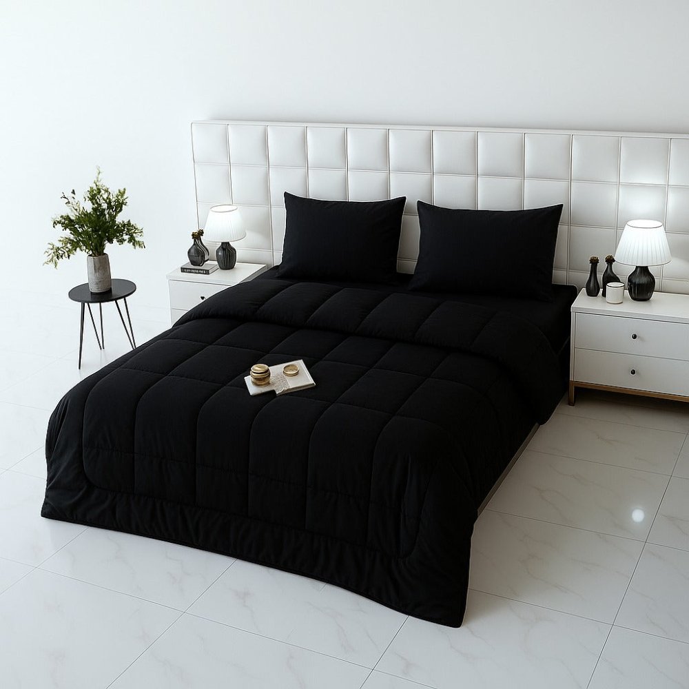 Black Plain - WINTER RAZAI Set (HEAVY FILLING) - Zaraish.com