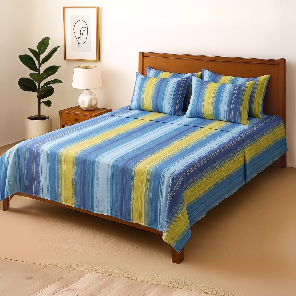 Multiple Lines - Bedsheet With 4 Pillow Covers - Zaraish.com