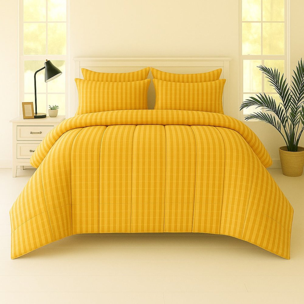 MUSTARD STRIPE - Premium SUMMER 6pcs Comforter Set - Zaraish.com