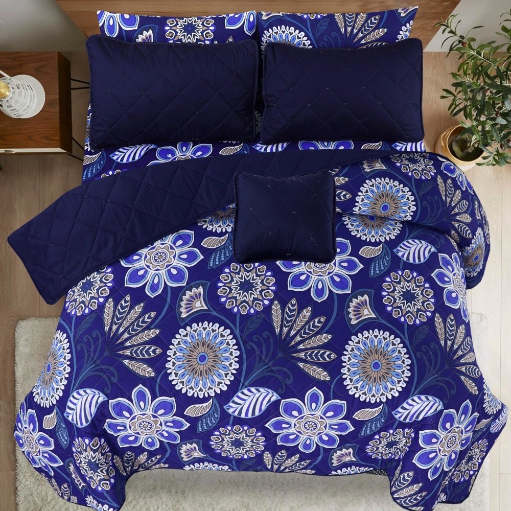 Turkish Blue - 7pcs PREMIUM Summer Comforter Set (Light Filling) - Zaraish.com