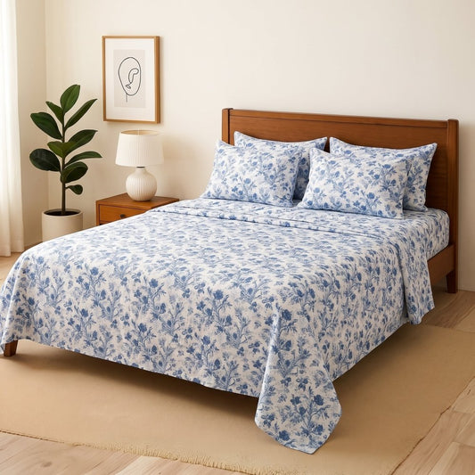 Blue Berry - Bedsheet With 4 Pillow Covers - Zaraish.com