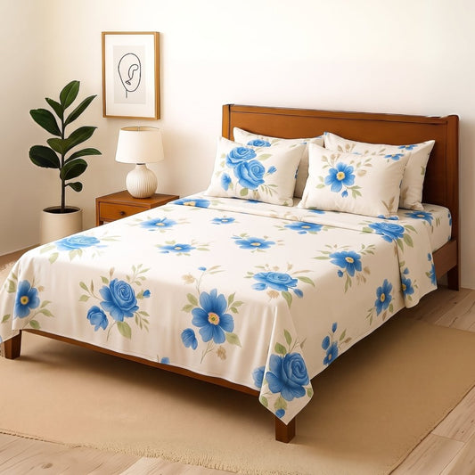 Blue Lavender - Bedsheet With 4 Pillow Covers - Zaraish.com