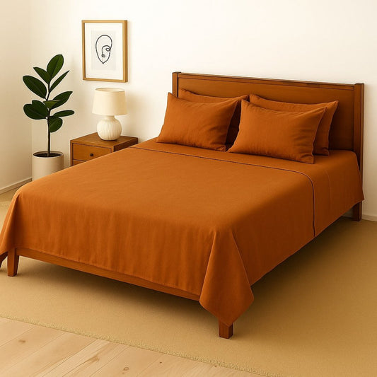 COPPER PLAIN - Bedsheet With 4 Pillow Covers - Zaraish.com