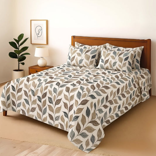 Leaves - Bedsheet With 4 Pillow Covers - Zaraish.com