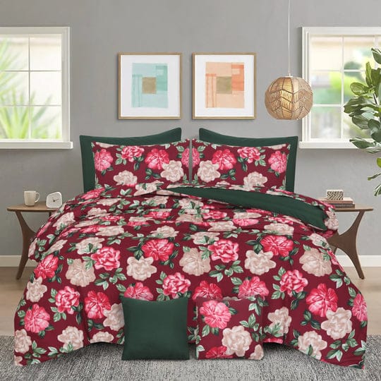 Majestic Leaves - 7pcs PREMIUM Summer Comforter Set (Light Filling) - Zaraish.com