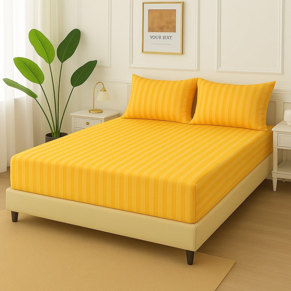 MUSTARD STRIPE - Fitted Bedsheet Set - Zaraish.com