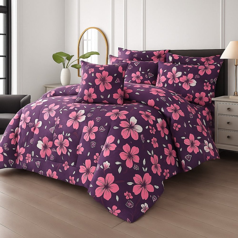 TULIP FLOWER - 7pcs PREMIUM Summer Comforter Set (Light Filling) - Zaraish.com